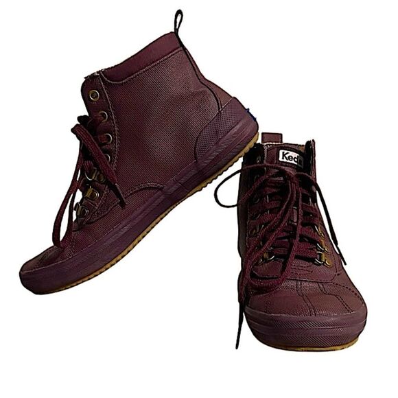 Keds Women’s Scout Boot Splash Twill Rain Burgundy Ankle Sneaker Size 7.5 - Picture 1 of 13